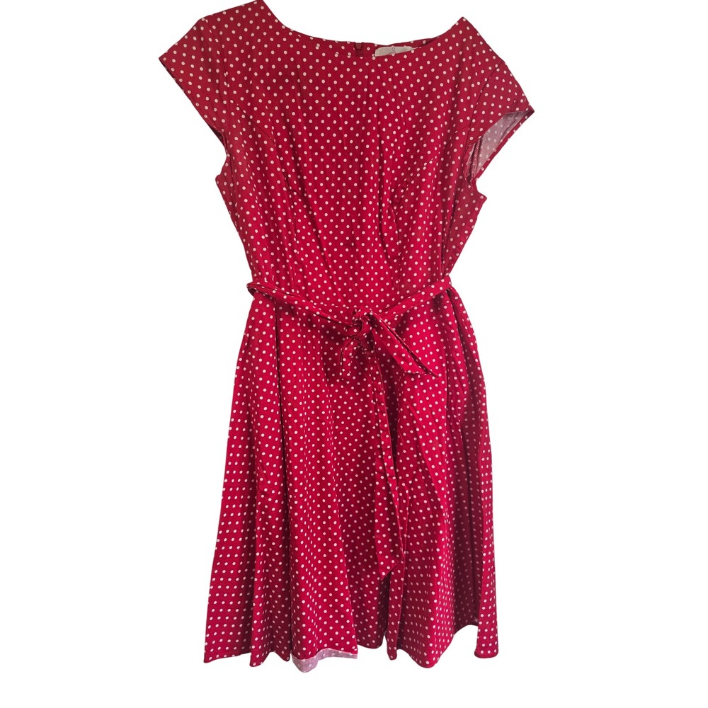 Dressystar Red Polka Dot Retro A-Line Dress Womens 2XL Cap Sleeve Rockabilly